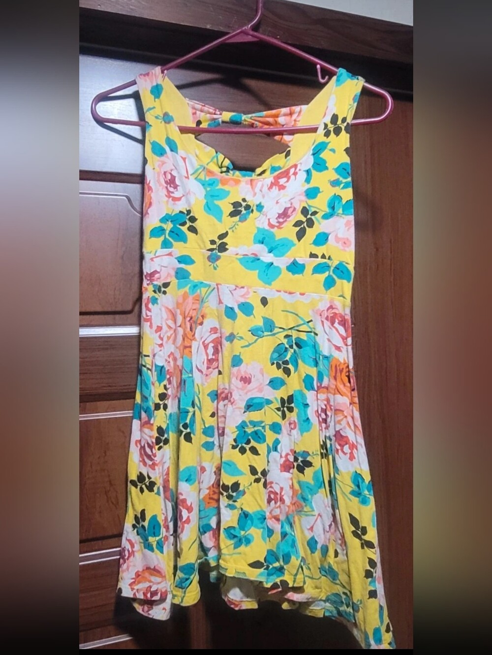 Monteau Yellow Floral Skater Skirt with Turquoise and Pink Blooms
